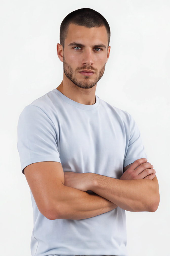 Powder Blue Crewneck T-shirt - AV Laretti